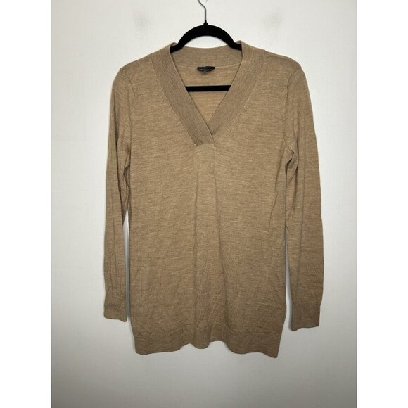 Talbots Sweaters - Talbots Womens 100% Merino Wool V Neck Sweater Lightweight Brown Size Small